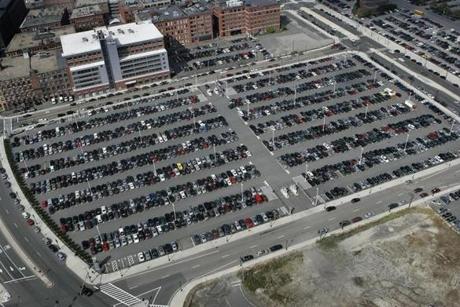 A parking lot by Congress Street and Seaport Boulevard area in South Boston.
